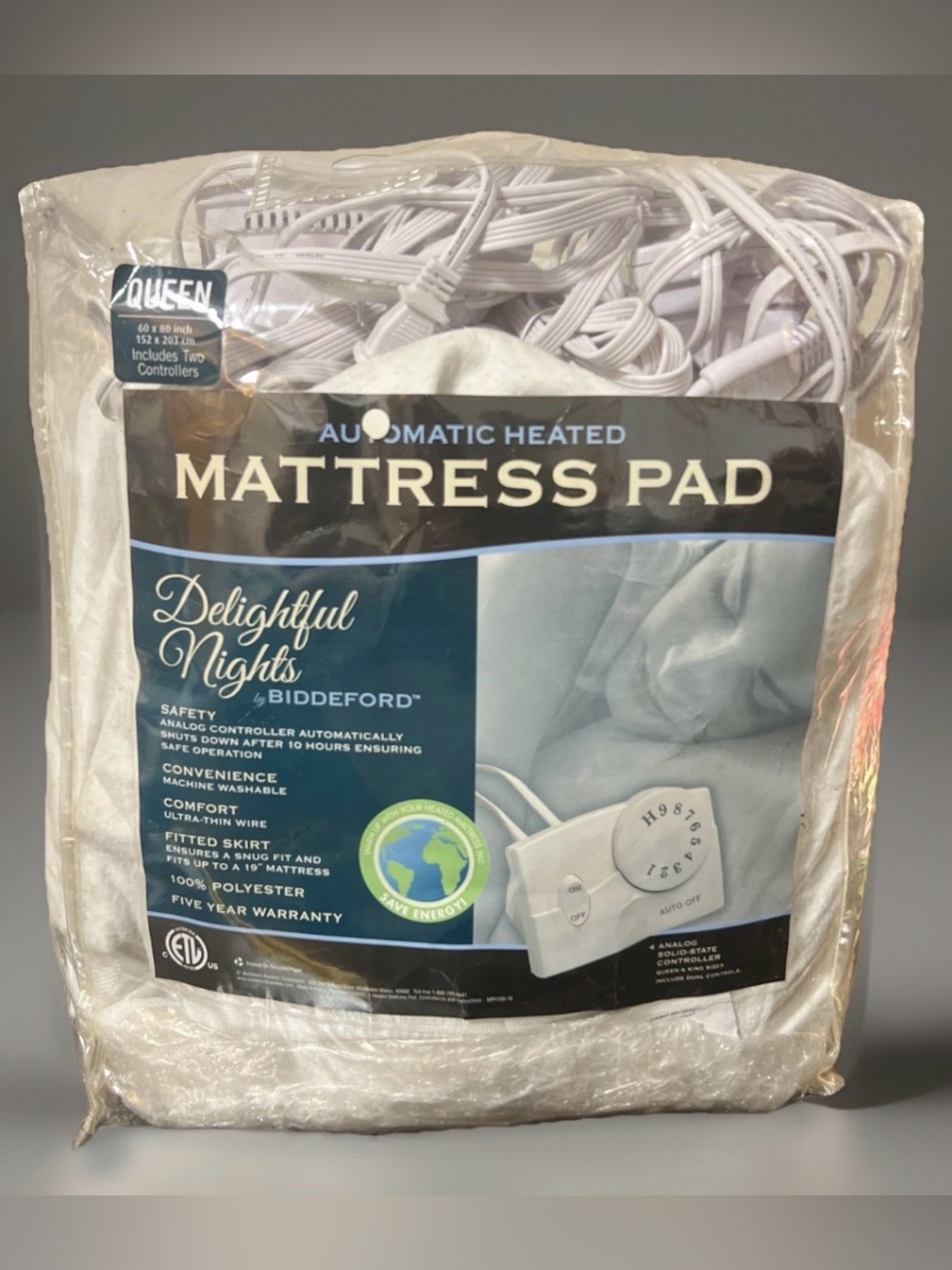Biddeford White Automatic Heated Mattress Pad - Queen
